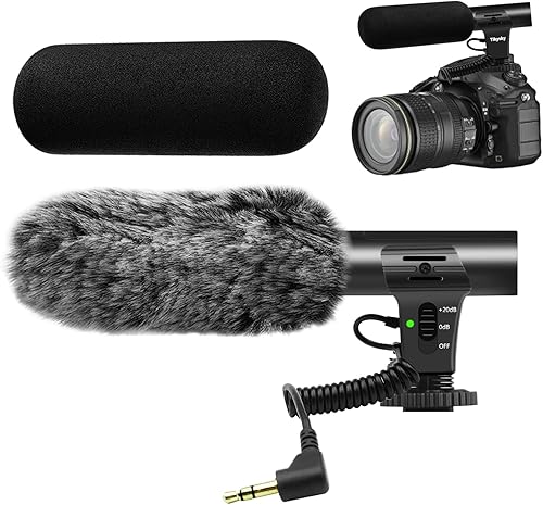 Micrófono de cámara, micrófono de video para DSLR Close Entreview Shotgun Mic para Canon Nikon Sony Fuji Mic con parabrisas, compatible con cámara