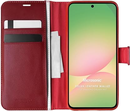 Microsonic Samsung Galaxy A57 i in K l f Delux Leather Wallet K rm z  [Galaxy A57 ile Uyumlu K l f - K rm z ]