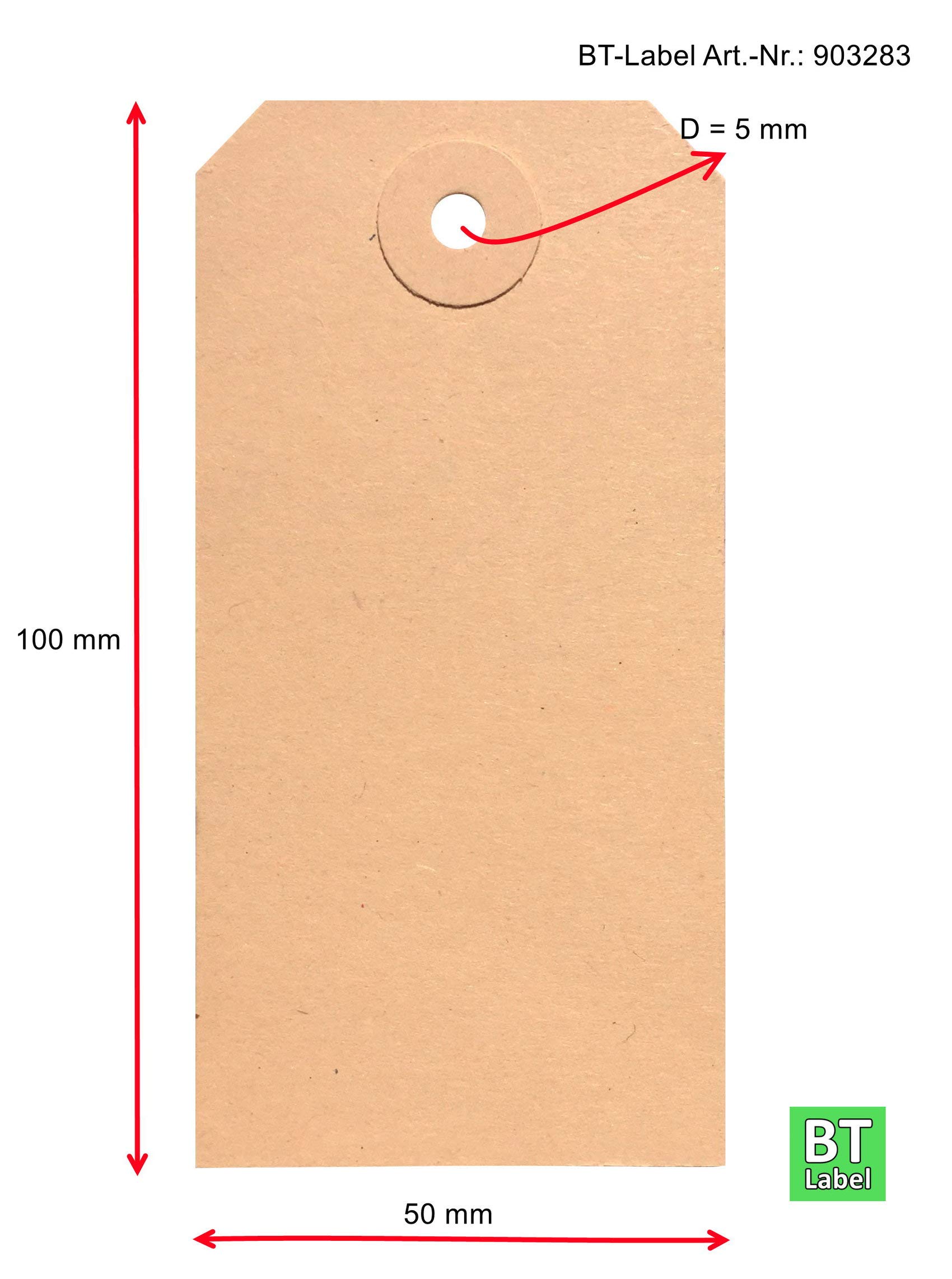 Lot de 1000 Étiquettes 50 x 100 mm Avec Trou (Œillet en Carton Renforcé) - Étiquettes de Marchandises en Papier