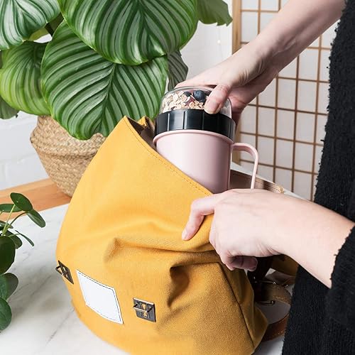 Miniatura 2 de Navaris Breakfast to Go Cup - Recipiente portátil de 2 piezas para cereales, yogur, avena, apta para microondas y lavavajillas, sin BPA, color rosa