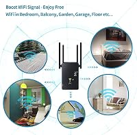 Aenxwa WiFi Jelerősítő 1200 Mbit/s Dual Band 2.4+5 GHz - 4 Antennás Repeater/Router/Access Point Üzemmód, LAN/WAN Port, 15 Eszköz Támogatás 3
