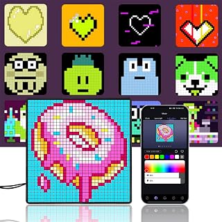 LED Pixel Art Display, Smart Digital Lamp Set with Calendar, Matrix Panel, APP Control, DIY Patterns, Text Programmable Led Sign for Game Room Accessories & Decor, 32x32 Pixel Panel