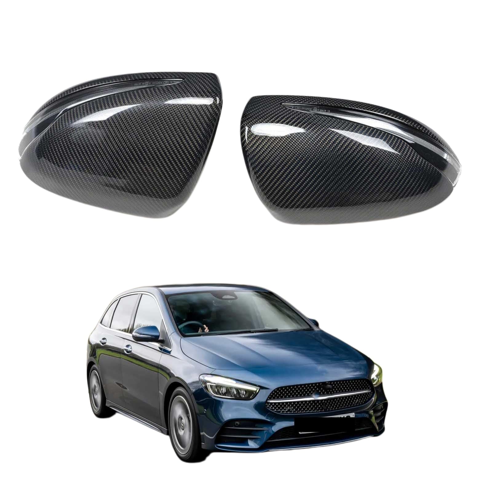 Coque de rétroviseur Mercedes Classe B 2020-2023 avec finition élégante look carbone
