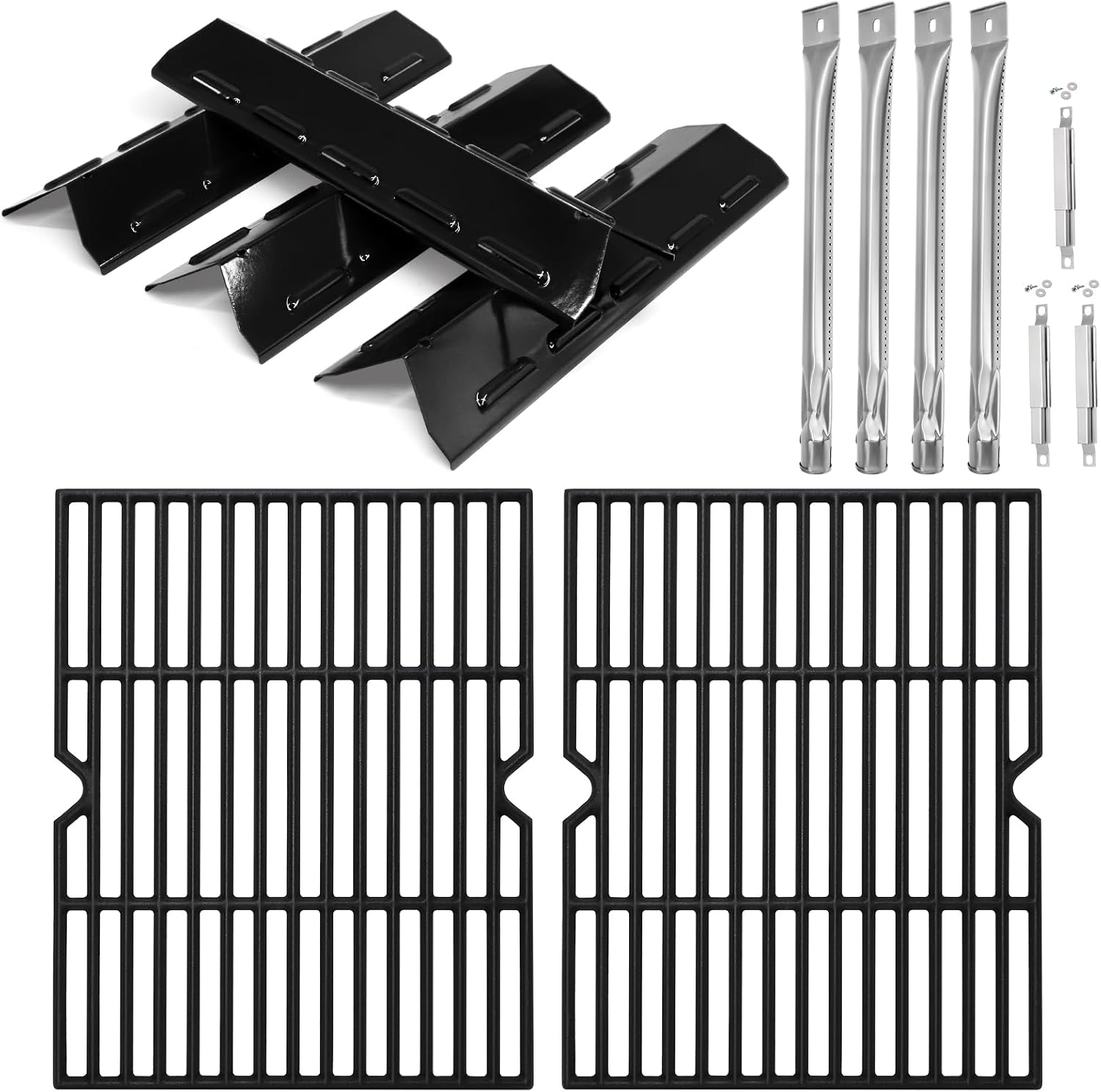 Hiorucet Grill Grate Parts for Kenmore 4 Burner 146.16142210, Cooking Grid, Heat Plates Tent Shields, Burner Tubes and Crossover Tubes Kits for Kenmore BBQ Grill Replacement Parts.