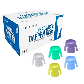 200 PlastCare USA Assorted Dappen Dish, Disposable Small Plastic Containers Liquid Bowls for Dental and Nail Procedures