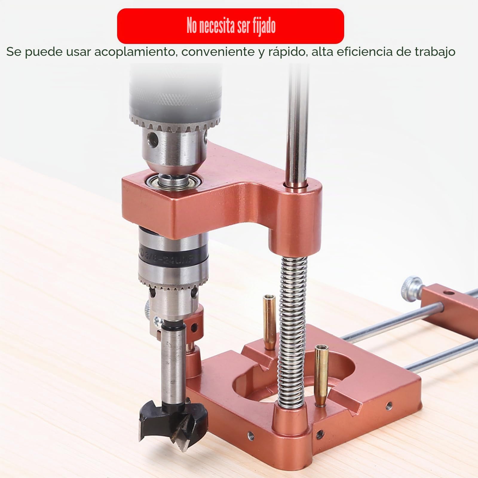 Soporte de taladro con portabrocas, guía de plantilla de perforación ajustable, herramienta de carpintería de precisión portátil, guía de taladro, herramientas de guía vertical, juego de herramientas