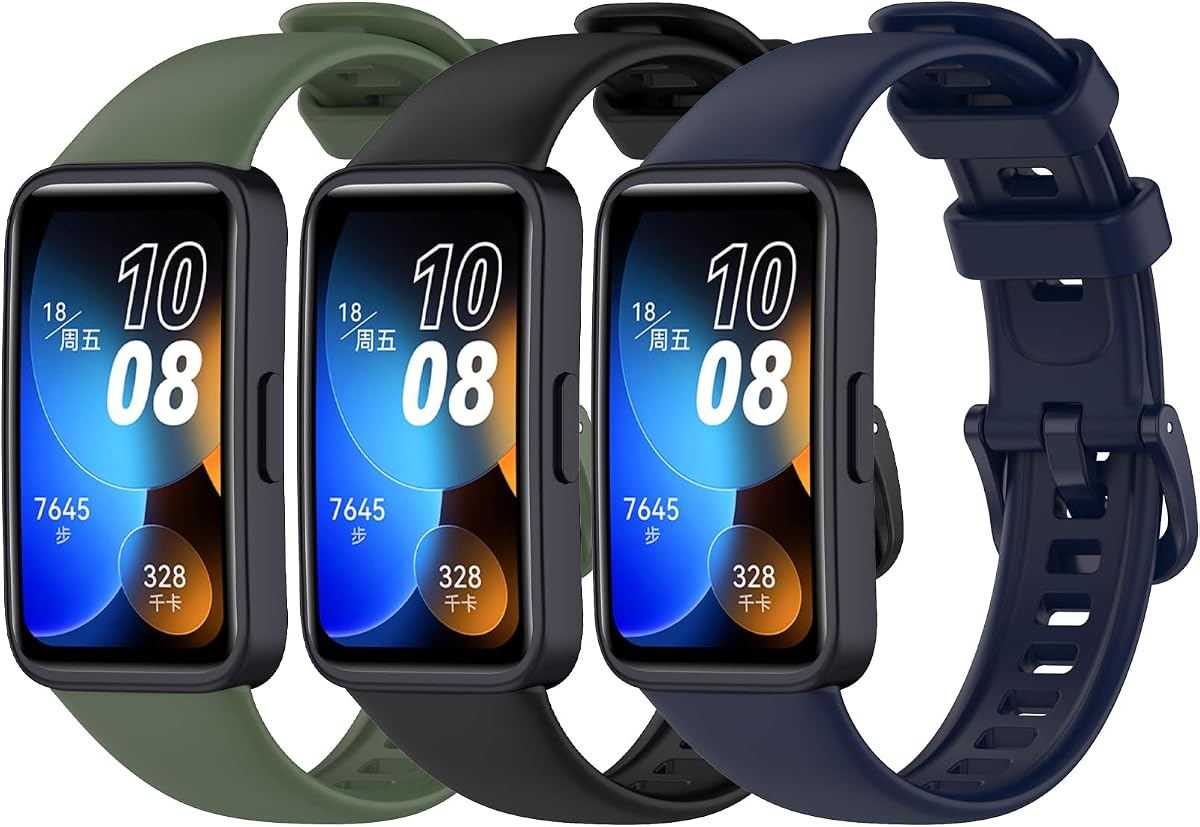Bandas compatibles para Huawei Band 8/9/10 Reemplazo de correa [3 paquetes] Pulseras deportivas de silicona Hua wei Band 9 NFC/8NFC/10 NFC Pulseras para hombre mujer