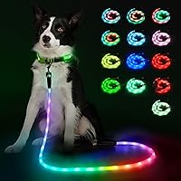 Vista 11 de YFbrite Correa de perro de 4 pies iluminada con 15 modos de parpadeo - Correa de perro LED súper brillante para perros pequeños, medianos y grandes