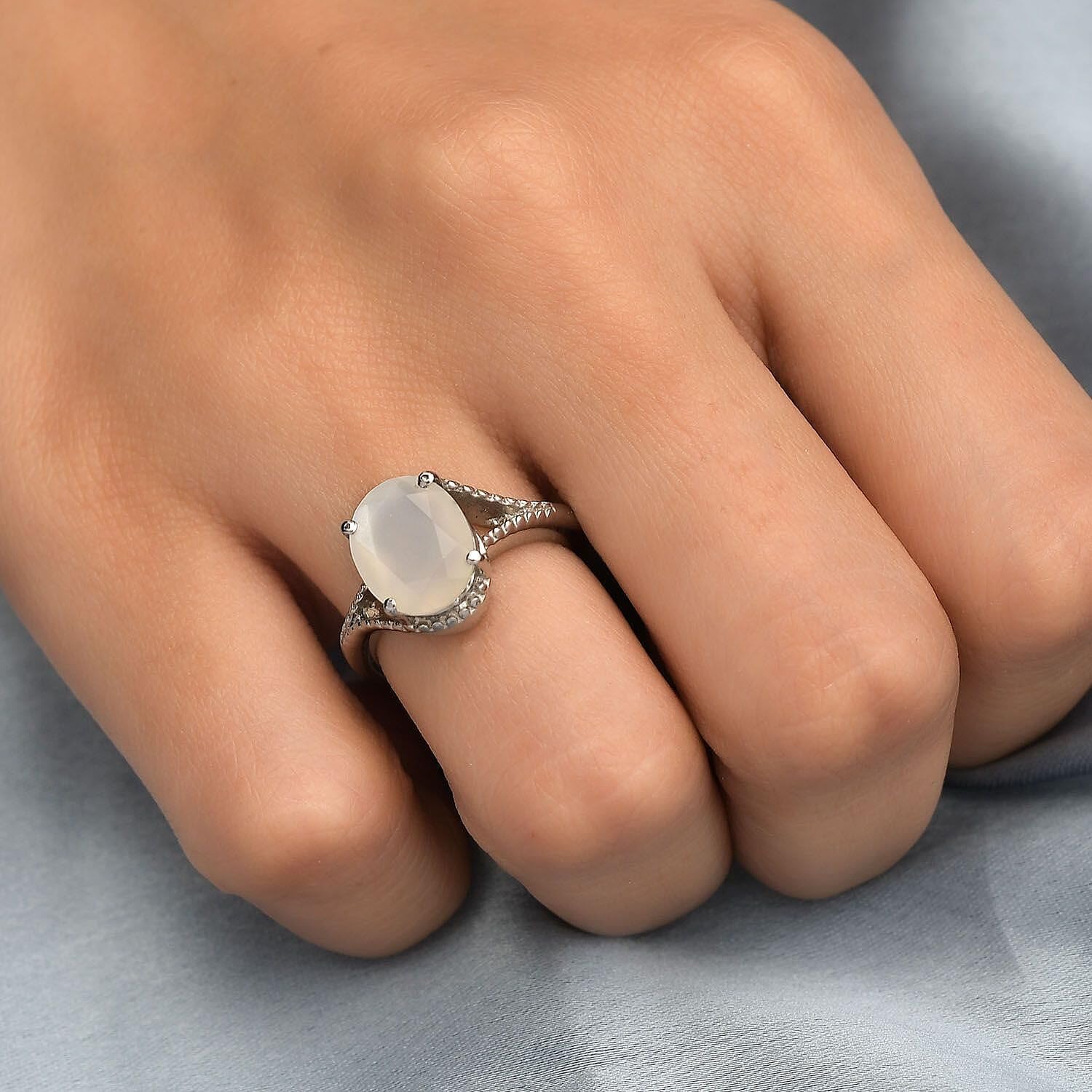 SHOP LC DELIVERING JOY White Moonstone Ring for Women Stainless Steel Ct 2.5 Birthday Christmas Gifts for Women