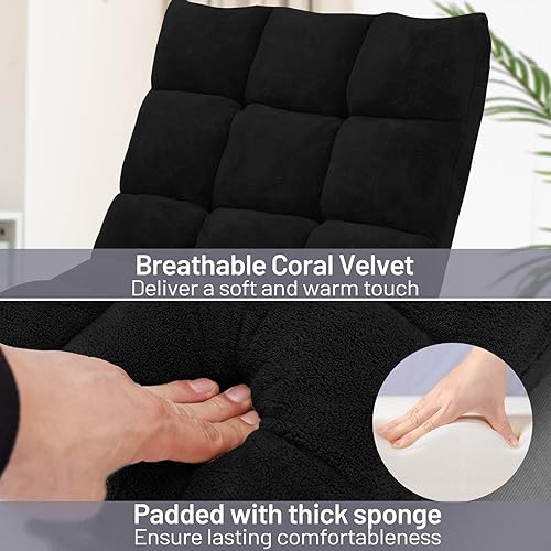 Miniatura 8 de COSTWAY Silla ajustable para videojuegos, sillas de videojuegos con soporte para la espalda, marco de acero aleado, forro polar coral suave, sofá