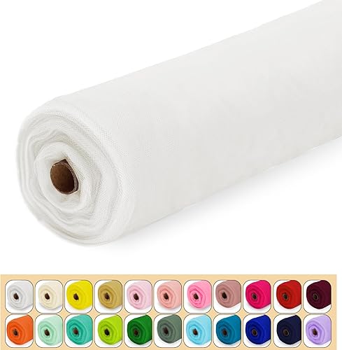 Rollo de tela de tul blanco, 54 x 10 yardas (30 pies) de tul para decoración de bodas, tutú, fiesta, telón de fondo, baby shower, mesa, envoltura de
