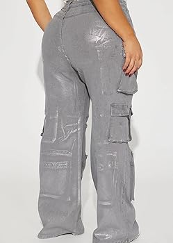 Amazon.com: Unybwonn Women High Waisted Metallic Cargo Jeans Y2k