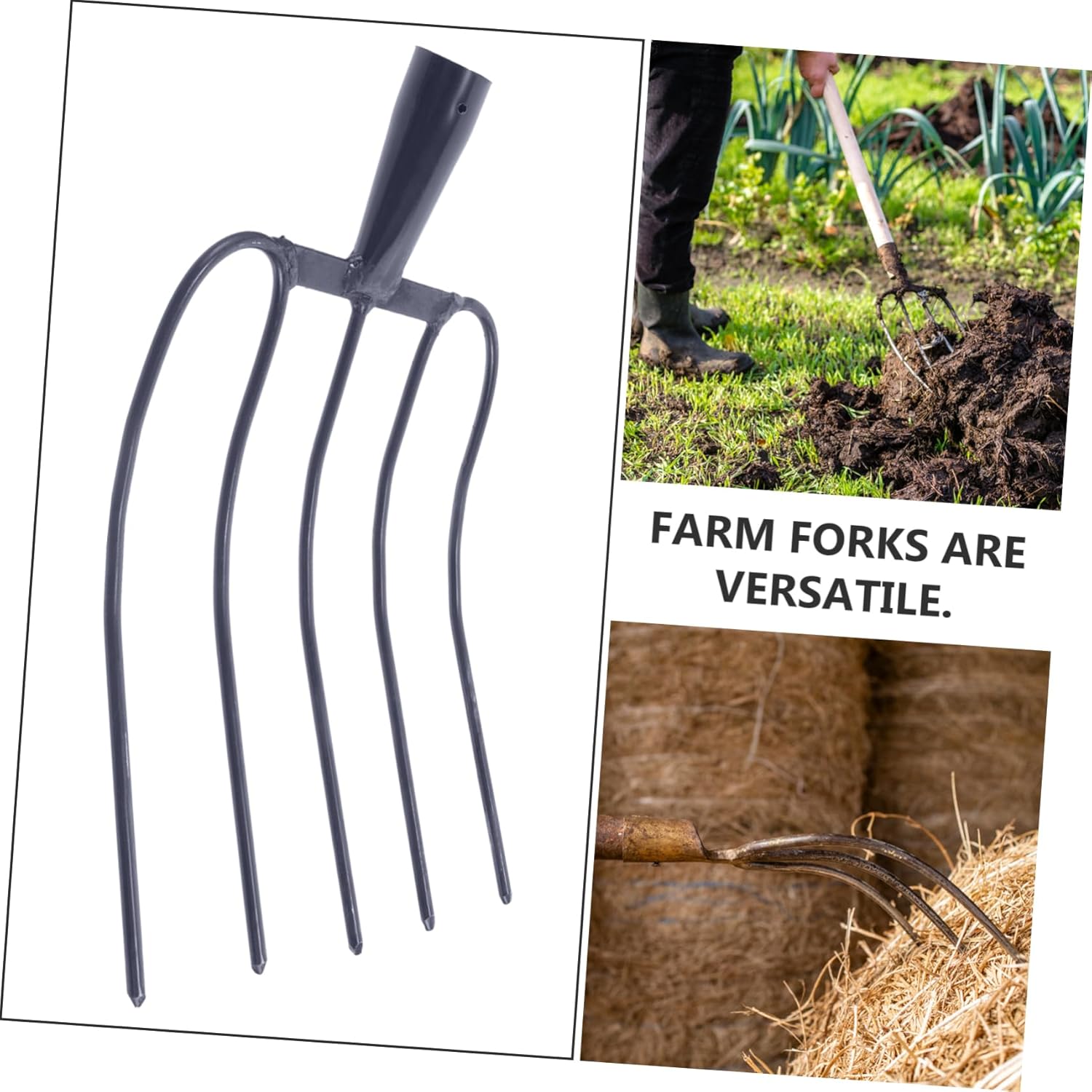 GALPADA Practical Manure Fork for Efficient Traditional Farming Iron Design for Grass and Lawn Maintenance Multi-Functional Agricultural Tool