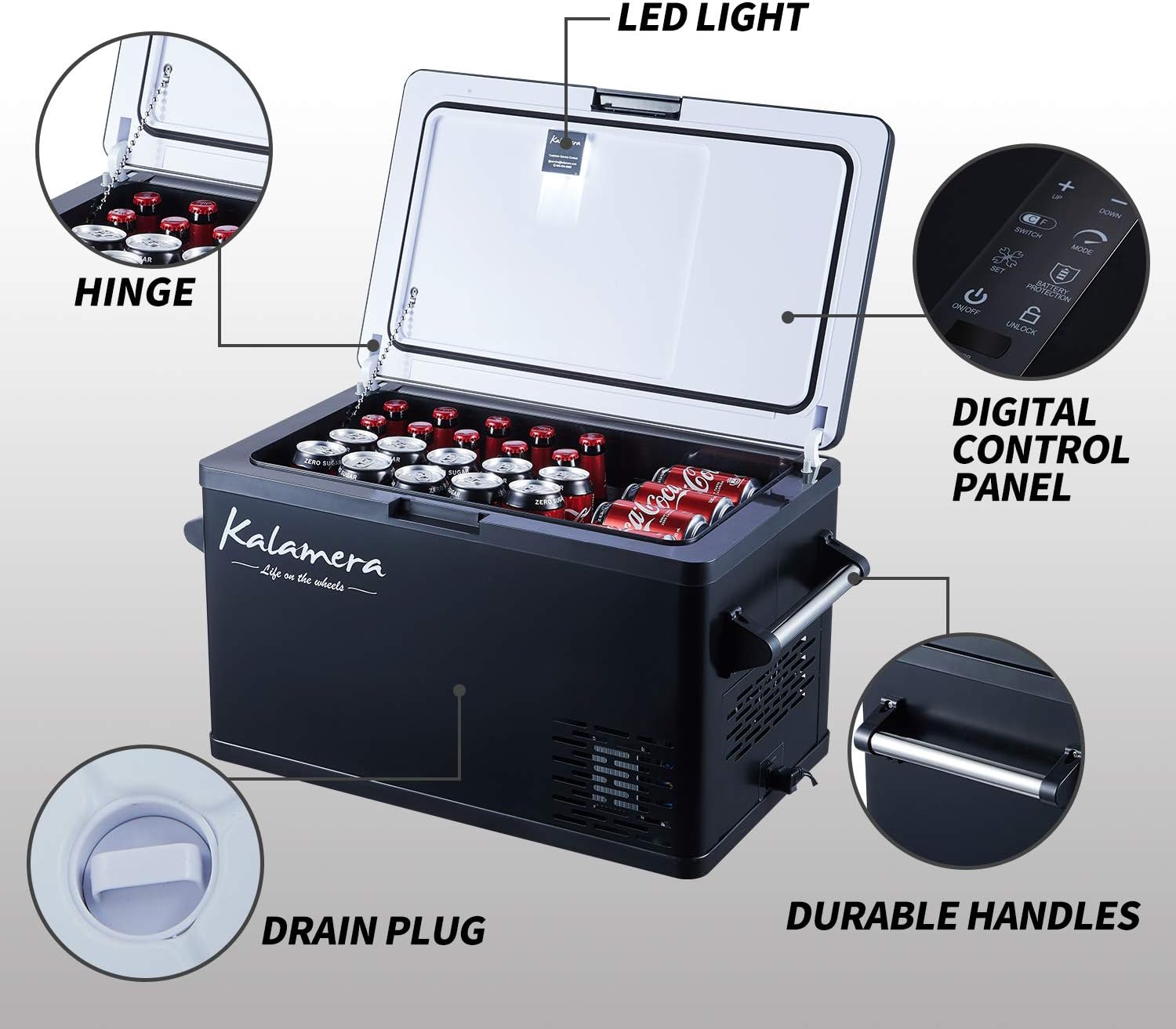 Kalamera Car Cooler, Portable Refrigerator for Car, 37 Quart -4°F~50°F RV Electric Compressor Cooler 12/24V DC and 100-240V AC for Camping : Home & Kitchen