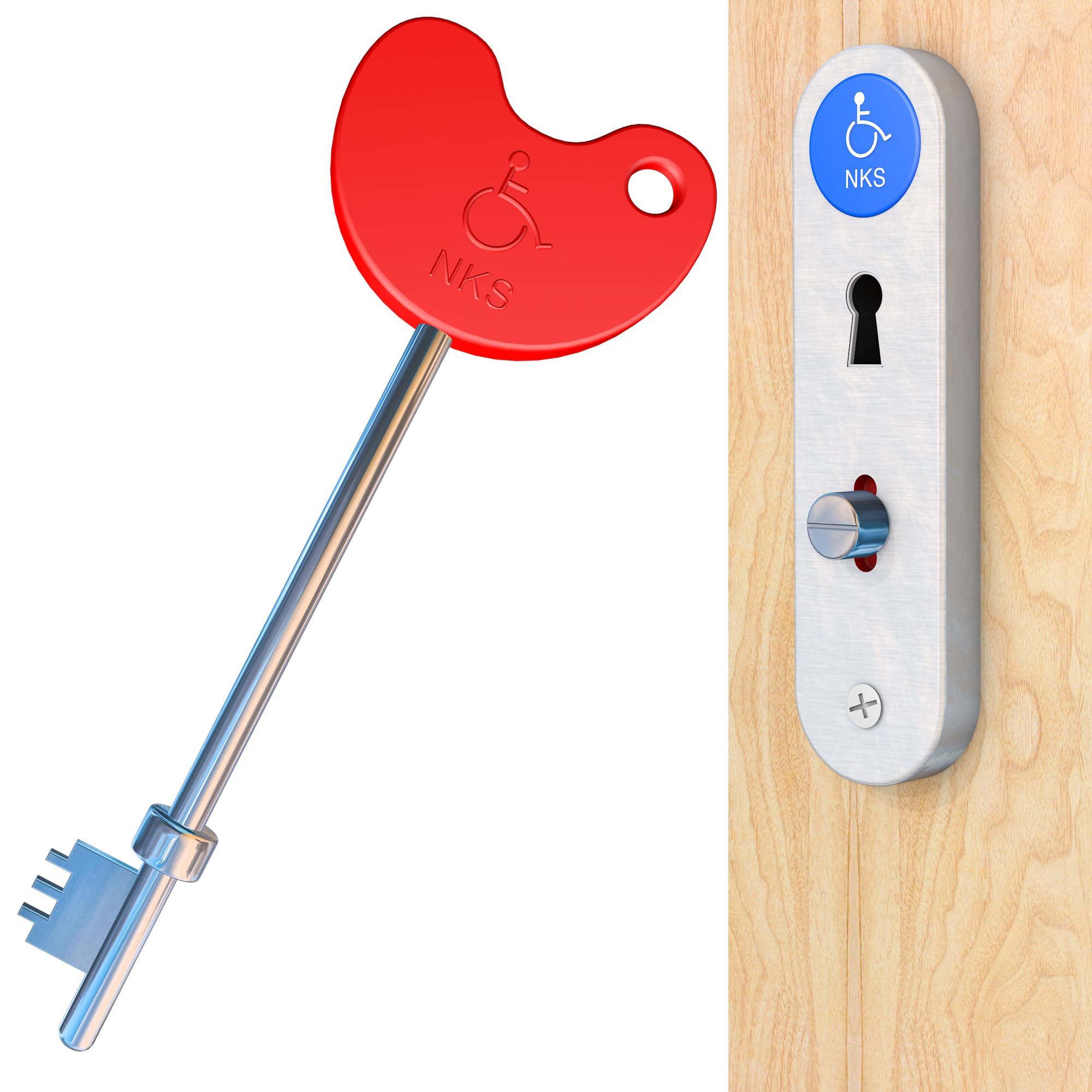 NKS Radar Key with Easy Grip for Disabled Access | Red Plastic Head with Braille, Steel Key – Unlocks 10000+ Secure Toilets Across UK