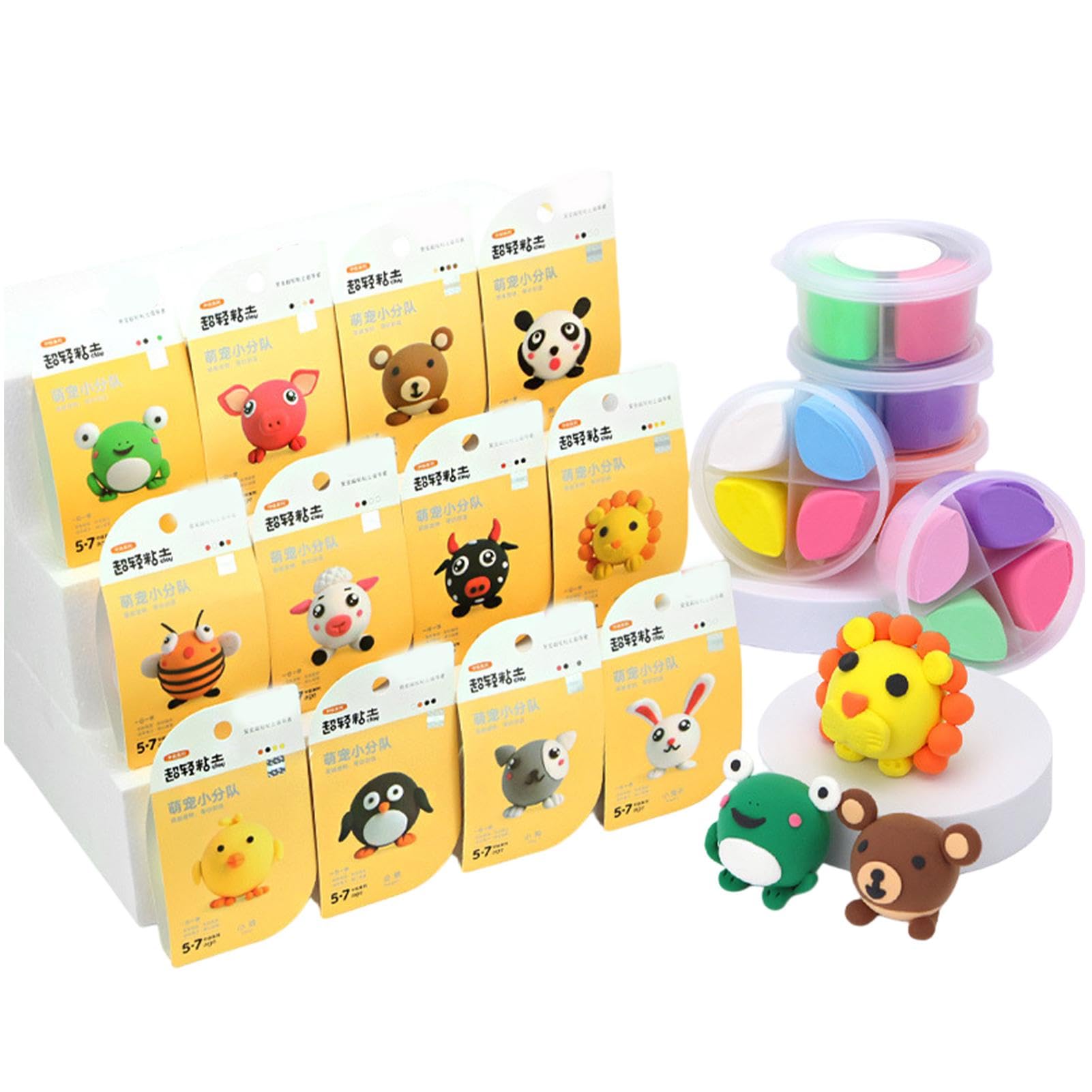 Kids Modeling Metal, Clay Set | Cute Pet/Dessert/Dinosaur Theme-Tone Sculptor Set - 12 Kinds Colorful Kids Modeling Toys, Foam Jump Clay Kitts Set for Kindergarten,