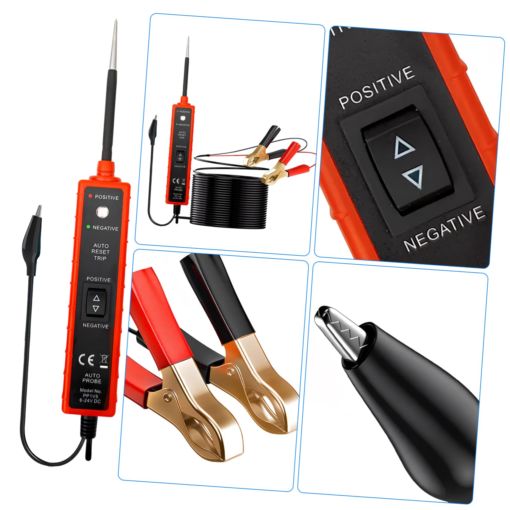 TOPBATHY Probador de Circuitos Automotrices Dc 6-24v, Identifica Cortocircuitos y Circuitos Abiertos, para Coche y Camión, Sonda Metálica