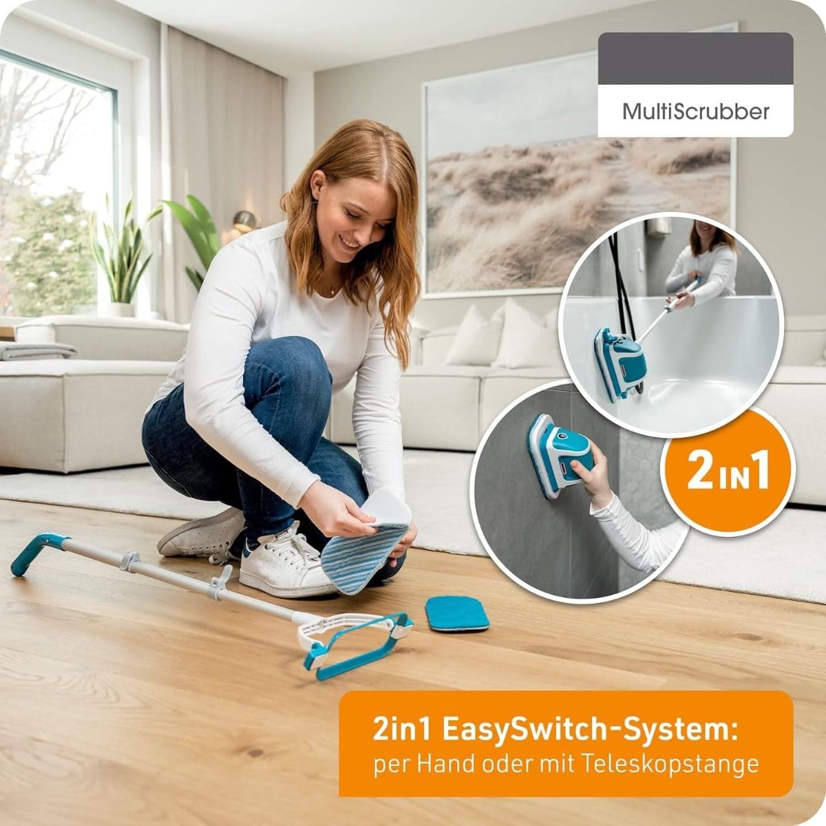 Deals MultiScrubber lavapavimenti elettrico ricaricabile per pulire, strofinare e lucidare senza fatica - sistema di pulizia 2 in 1 come lavapavimenti a mano e lavapavimenti