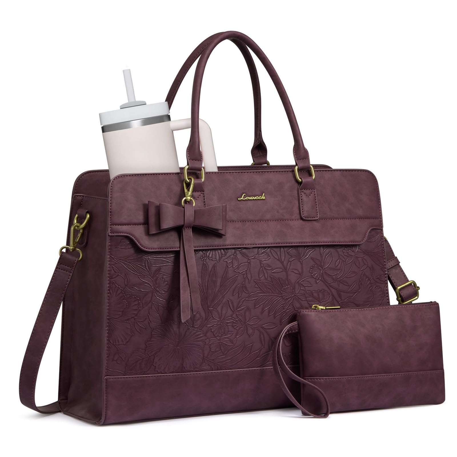 LOVEVOOK Laptop Tote Bag for Women,Leather Work Bag, Waterproof Business Teacher Bag,Large Computer Handbag Purse Briefcase,Office Gifts for Women