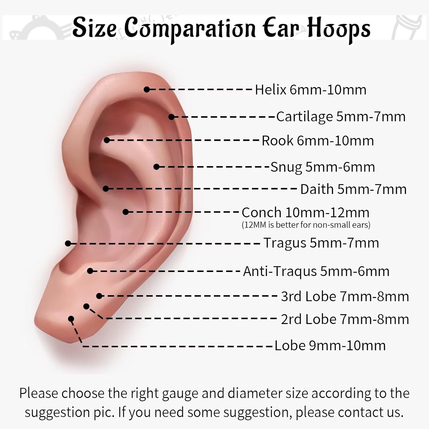 WBRWP G23 Titanium Conch Piercing Jewelry Set: 16G 8mm/10mm/12mm Double/Triple Hoop Nose Septum Rings Hypoallergenic Hinged Segment Clicker Helix Cartilage Conch Earrings - Image 6