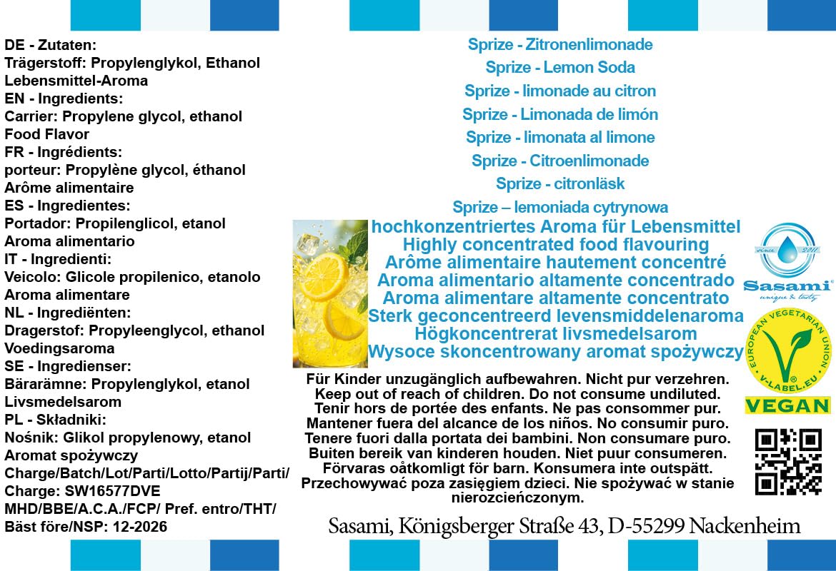 Sprize - Limonada de limón Aroma Concentrado - Vegano - Sasami - 100ml
