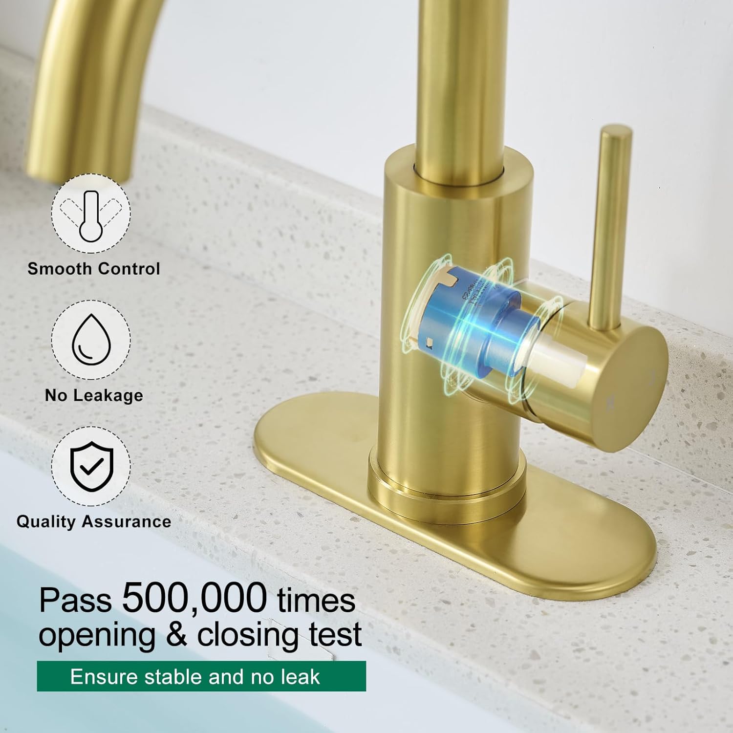 VOTON Bar Sink Faucet, Bathroom Kitchen 360° Rotatable Faucet, Brushed Gold Single Hole Bathroom Faucets Modern Small Mini Kitchen Bath Utility Vanity Outdoor Lavatory Faucets