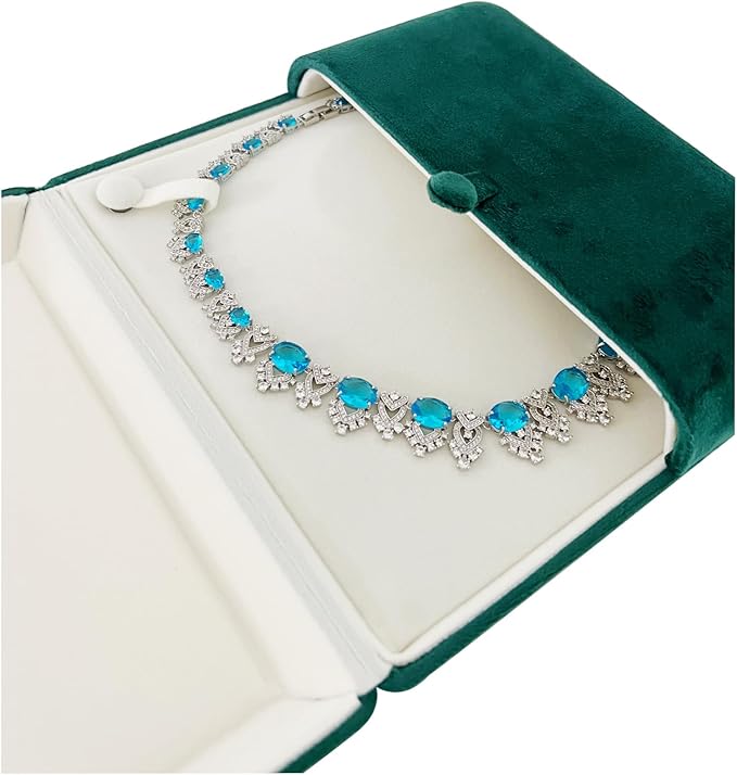 Estuche Joyero Terciopelo Verde para Collar Grande miniatura 5