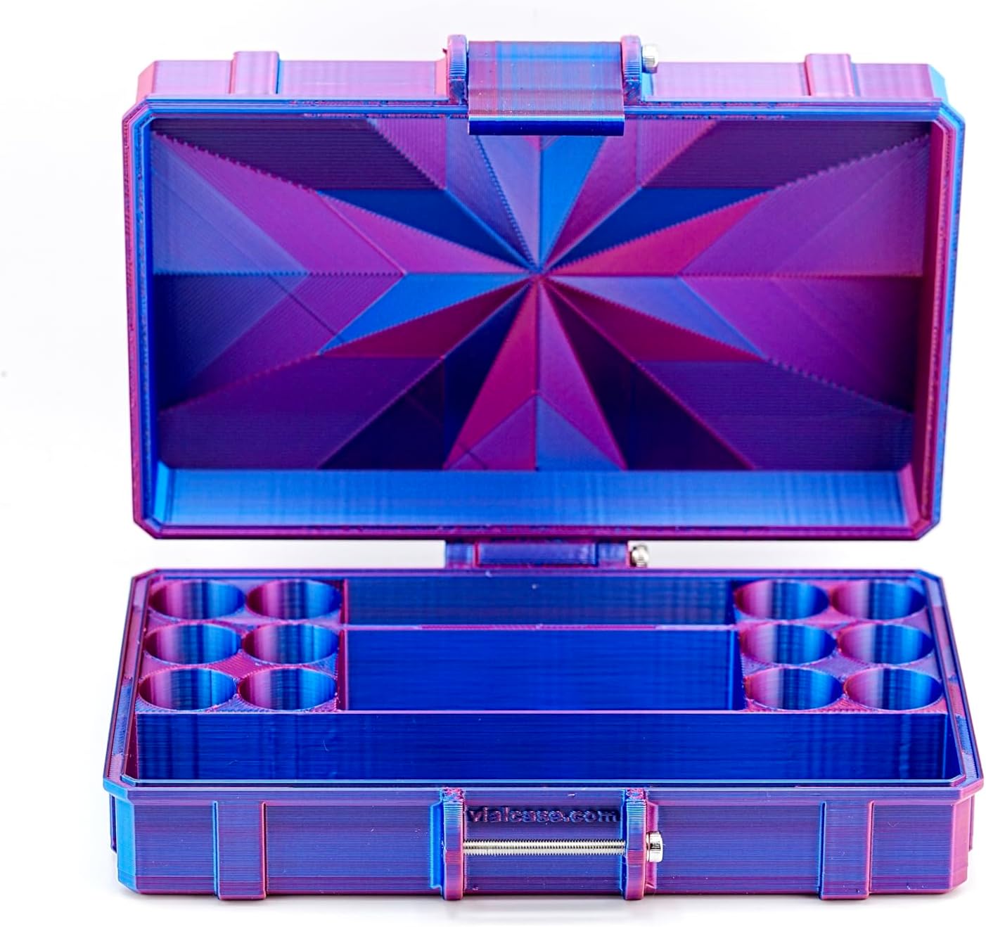 Vial Guard Storage Hard Case for 3ml, 5ml, 10ml, 30ml Vials, Secure Holder Multiple Sizes (Metalic, 12 x 3ml 1 x 30ml + Storage)