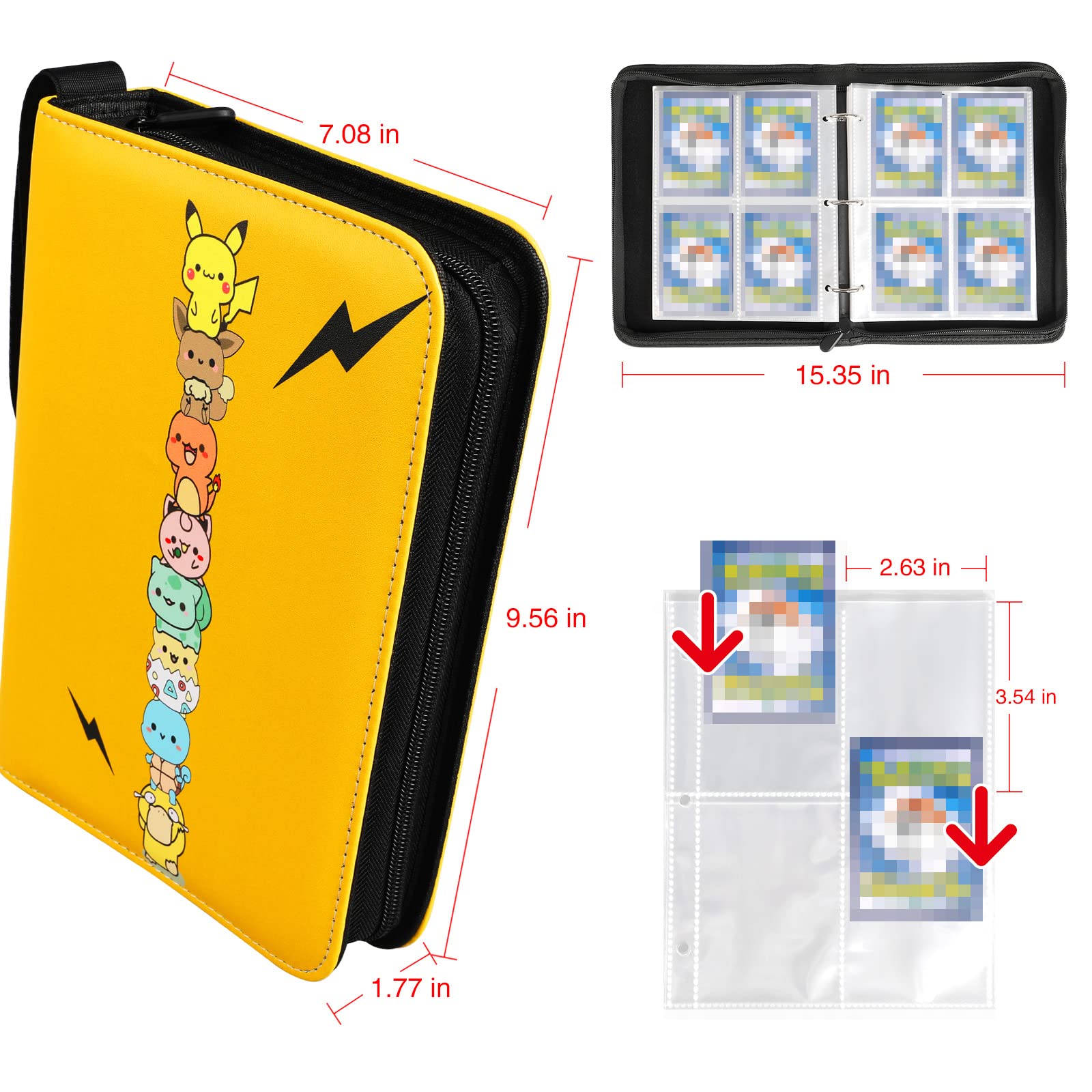 Deoyibu Verzamelkaartenalbum voor 440 kaarten, verzamelalbum met 4 vakken, 55 pagina's voor kaartenorganizer, kaartenbinder van PU, voor sportkaarten, MTG, TCG, Yugioh-kaarten enz. blauw