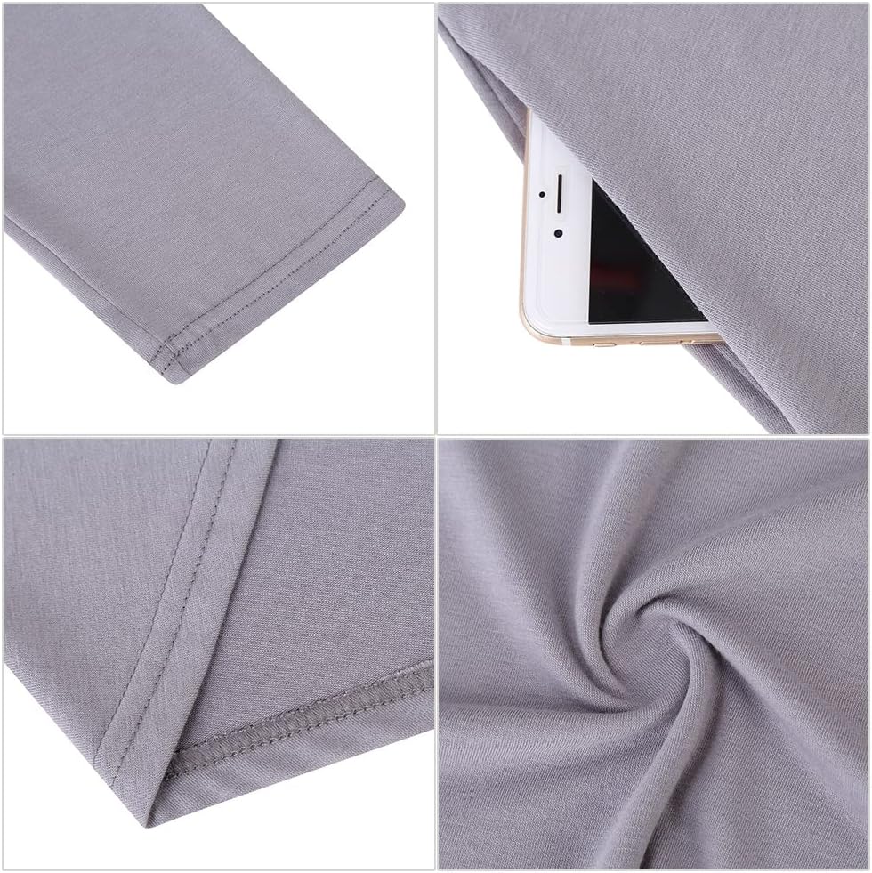 MISSKY 3/4 Long Sleeve Pocket Loose Midi Casual Dresses for Women (M,LGrey6#) - Image 4