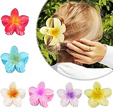 Blumen Haarklammer, 6 Stück Rutschfeste Hawaii Haarspange für Frauen, Große Flower Hair Clip Bunt, Hibiskus Klammer für Mädchen Dick/Dünn Haar