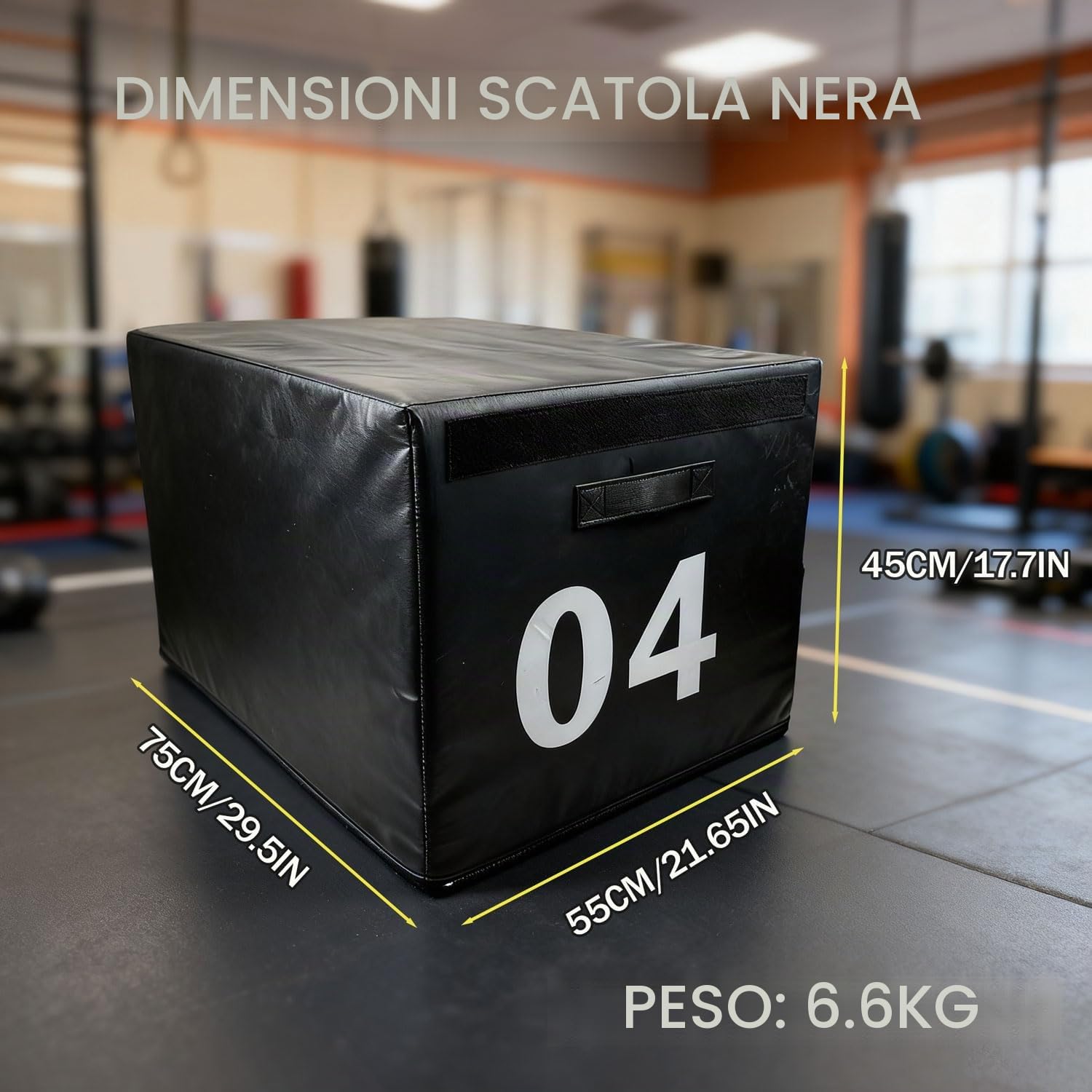 Scatola Per Plyometric Bambini 4 In 1, Attrezzo Ginnico Per Allenamento E Crossfit, Regolabile In Altezza 15/25/35/45cm, Riempimento In Schiuma Interno, Salti Sicuri(Size:75x55x45cm,Color:Black)