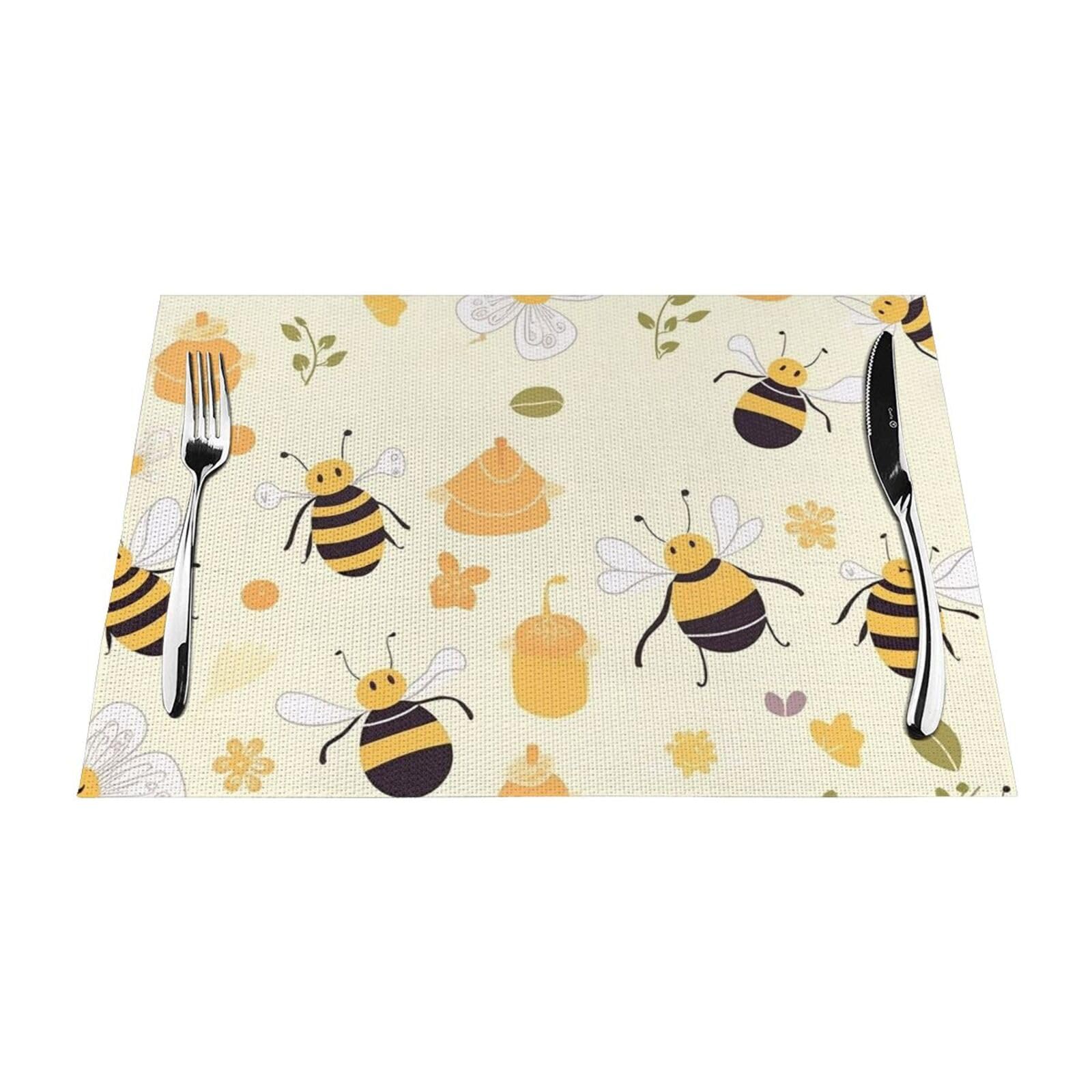 6 Bienen-Tischsets Aus Baumwoll-Leinen – Waschbar, Rutschfest & Stylisch Für Küche & Party