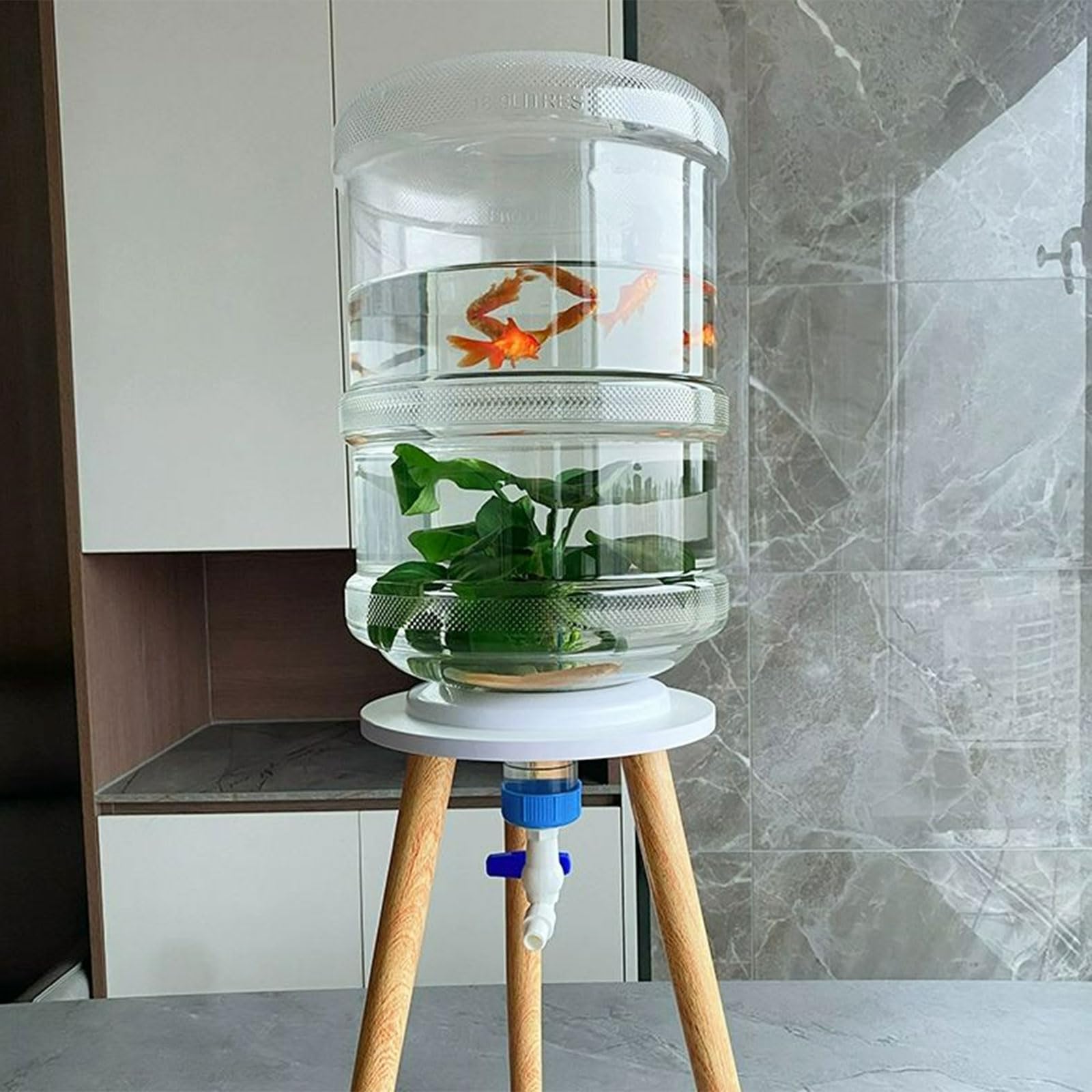 Pecera, Kit De Acuario 20 Litros - Diseño De Válvula De Drenaje Inferior, Fácil De Cambiar El Agua Y Limpiar, Con Soporte, Cubo Para Acuario, Grifo, Bomba De Oxígeno, Filtr(Size:Acuarios y accesorios)