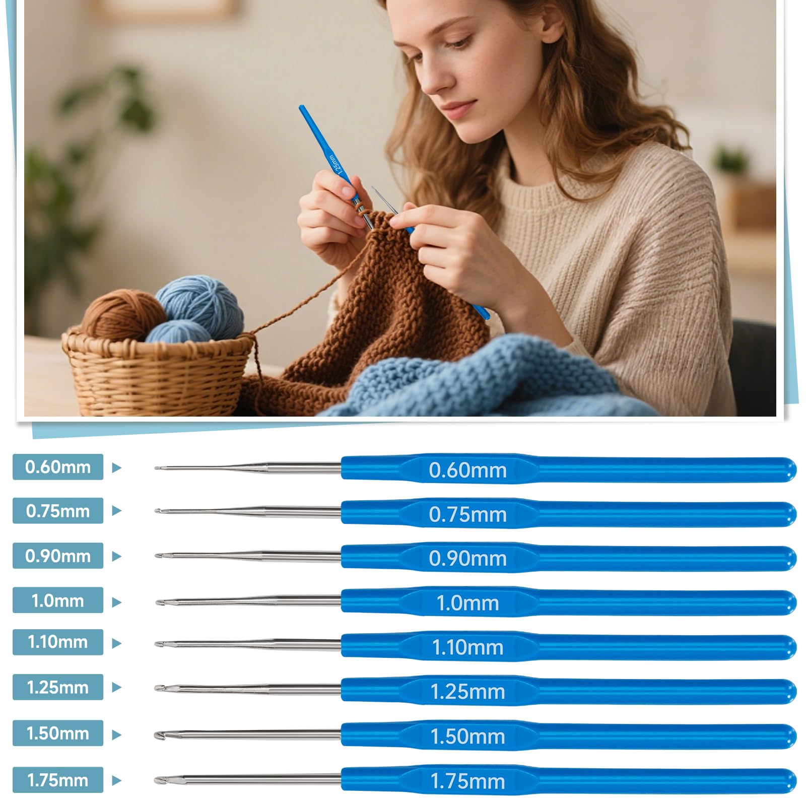 GMAK Kit de ganchillo para principiantes, adultos y niños, 59 piezas de ganchillo que incluyen hilo, ganchos de ganchillo y herramientas, kit de inicio de ganchillo portátil para hacer proyectos