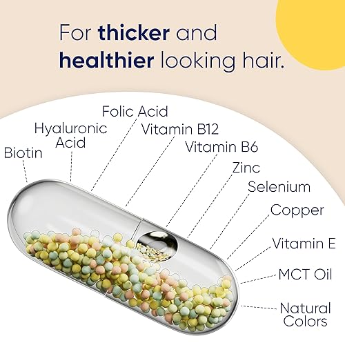 Miniatura 5 de Moerie Suplemento para el crecimiento del cabello para mujeres y hombres vitaminas para la piel y las uñas con biotina Q10 y minerales para un