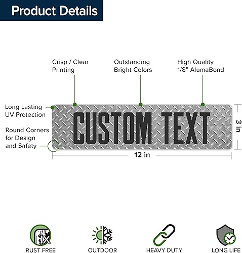 Miniatura 1069 de My Sign Center - Letrero personalizado, 11 colores de fuente, 13 estilos de fuente, 4 opciones de agujero, 22 tamaños, 8 x 32 pulgadas, sin óxido,