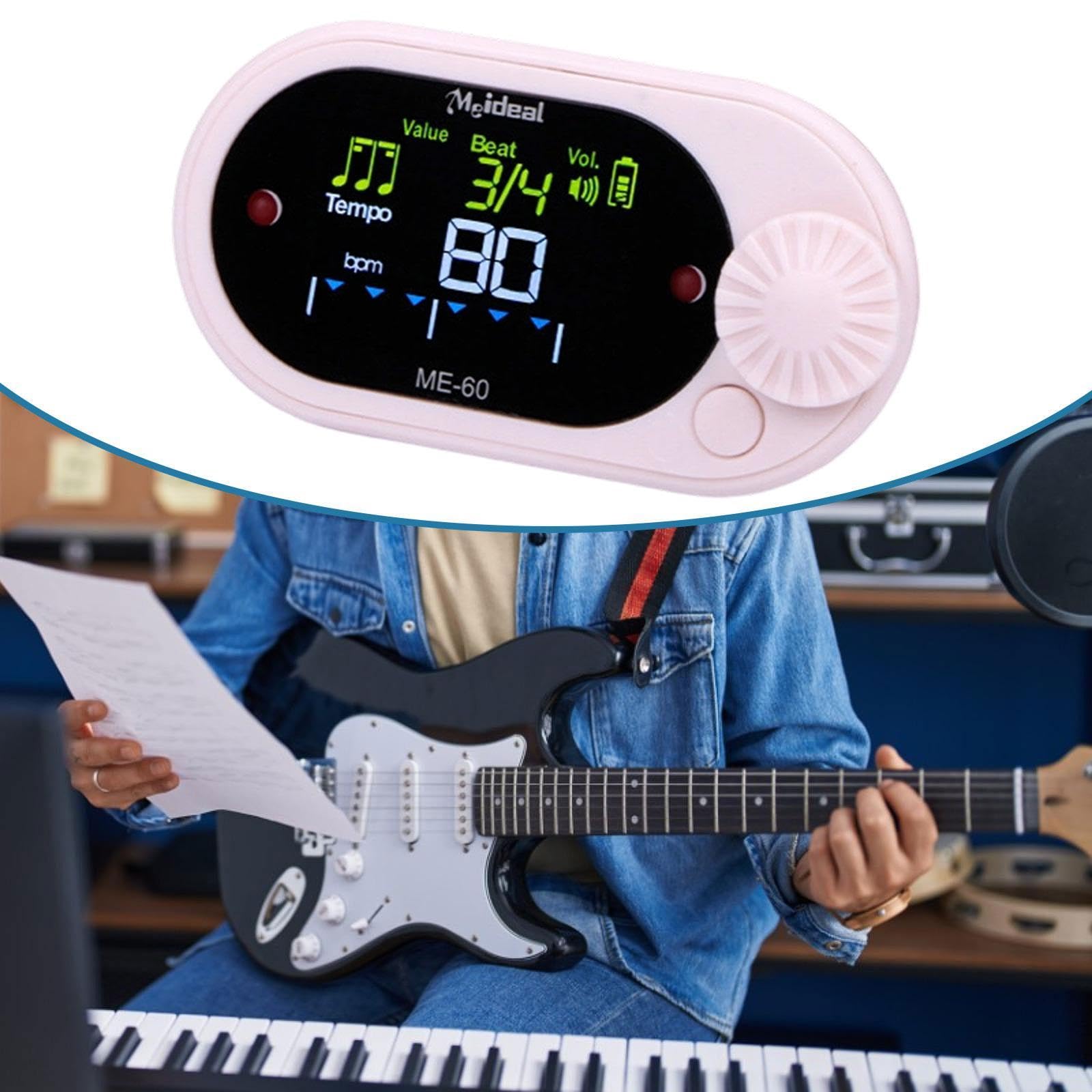 MagiDeal Metrónomo digital con conteo vocal, robusto, multiusos, profesional, generador de tonos para bajo, piano, ukelele y batería, Rosa