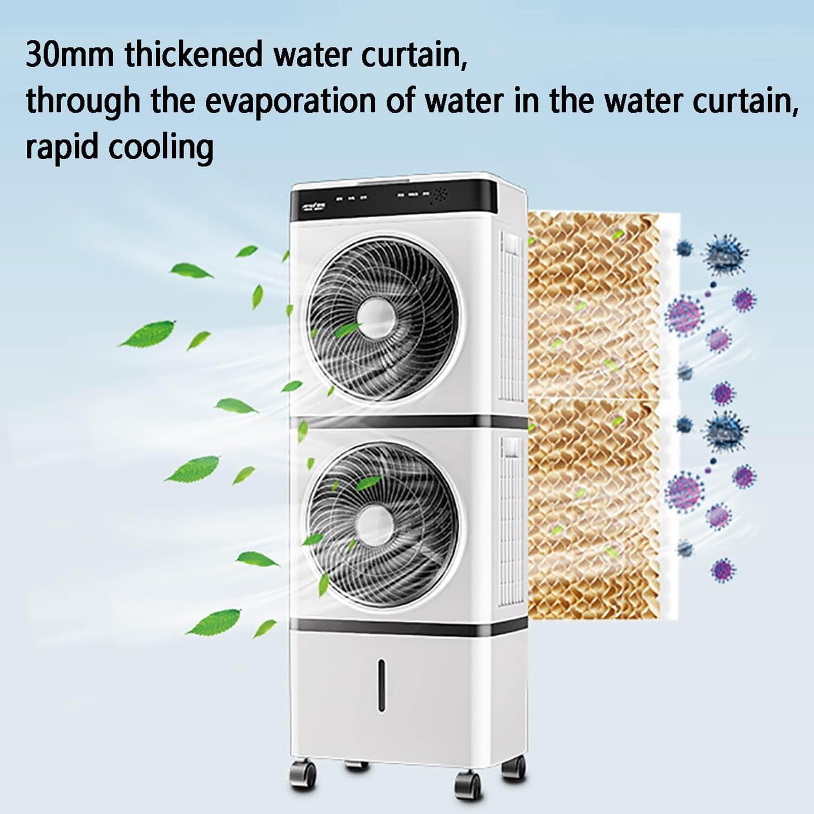 Raffreddatore d'aria evaporativo, condizionatori d'aria portatili, ventilatore raffreddante oscillante con 3 velocità, timer 12H, telecomando, raffreddatore d'aria per camera da letto e home