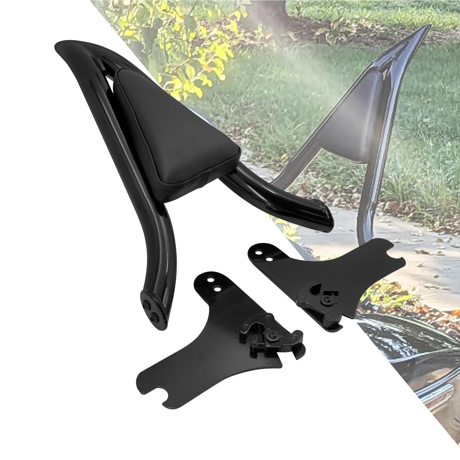 Schienale posteriore staccabile per passeggero moto Sissy Bar Cuscino schienale posteriore Compatibile con Harley Touring Road King Road Glide Street Glide 1997-2008 Nero