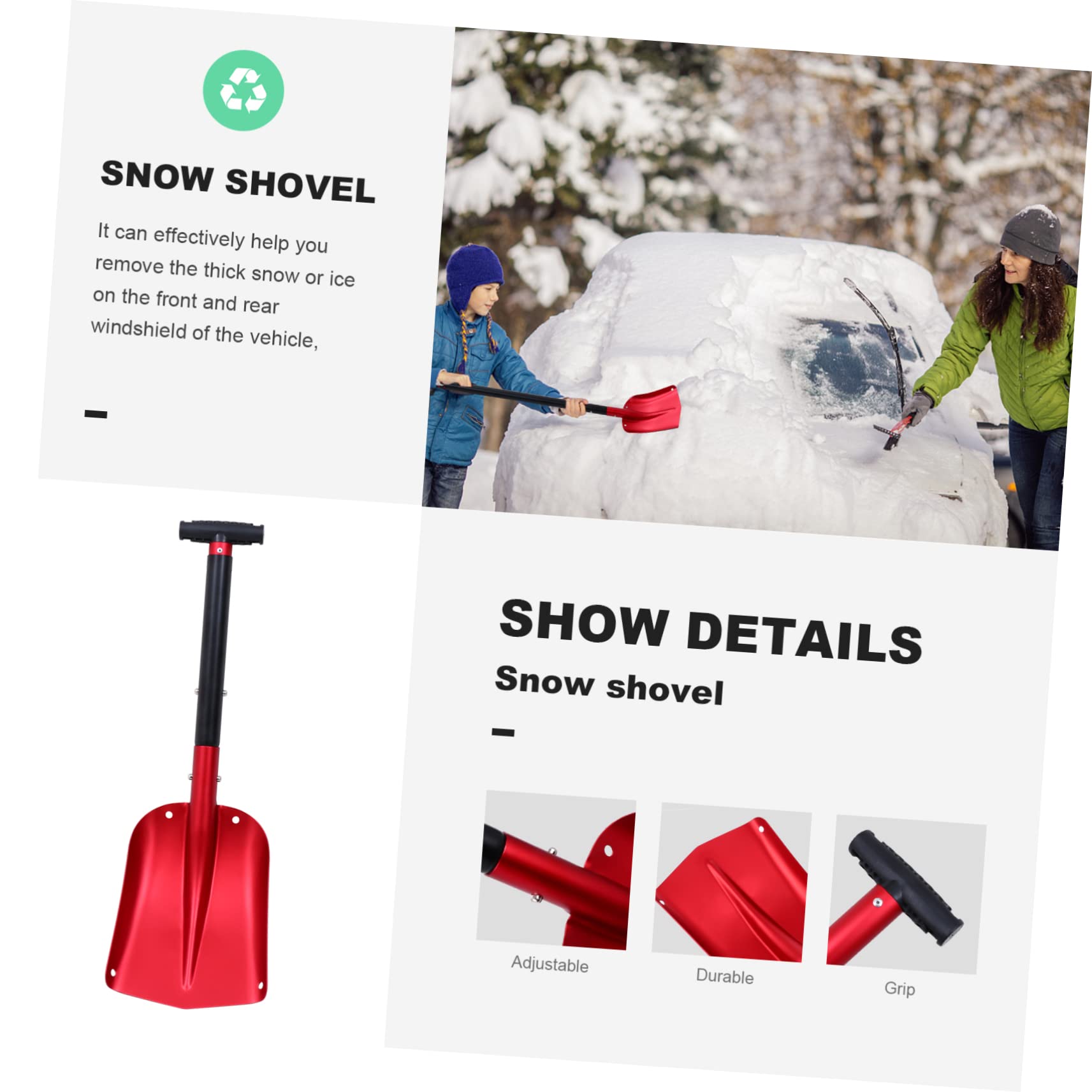 BESPORTBLE 1pezzi Pala Da Neve in Lega Di Alluminio Raschietto Per Ghiaccio Per Auto Strumento Per Rimozionla Neve Ghiaccio Pala Spazzaneve Telescopica Pratica e Facile Da Usare