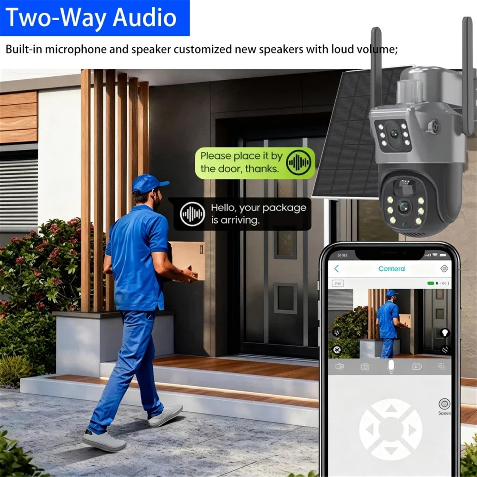 Kamera Monitoringu, Kamera PTZ słoneczna 4K 8MP Dwuzakresowa zewnętrzna bezprzewodowa kamera PTZ Ochrona Detekcja PIR CCTV Dwukierunkowe audio(WIF Solar No Card)
