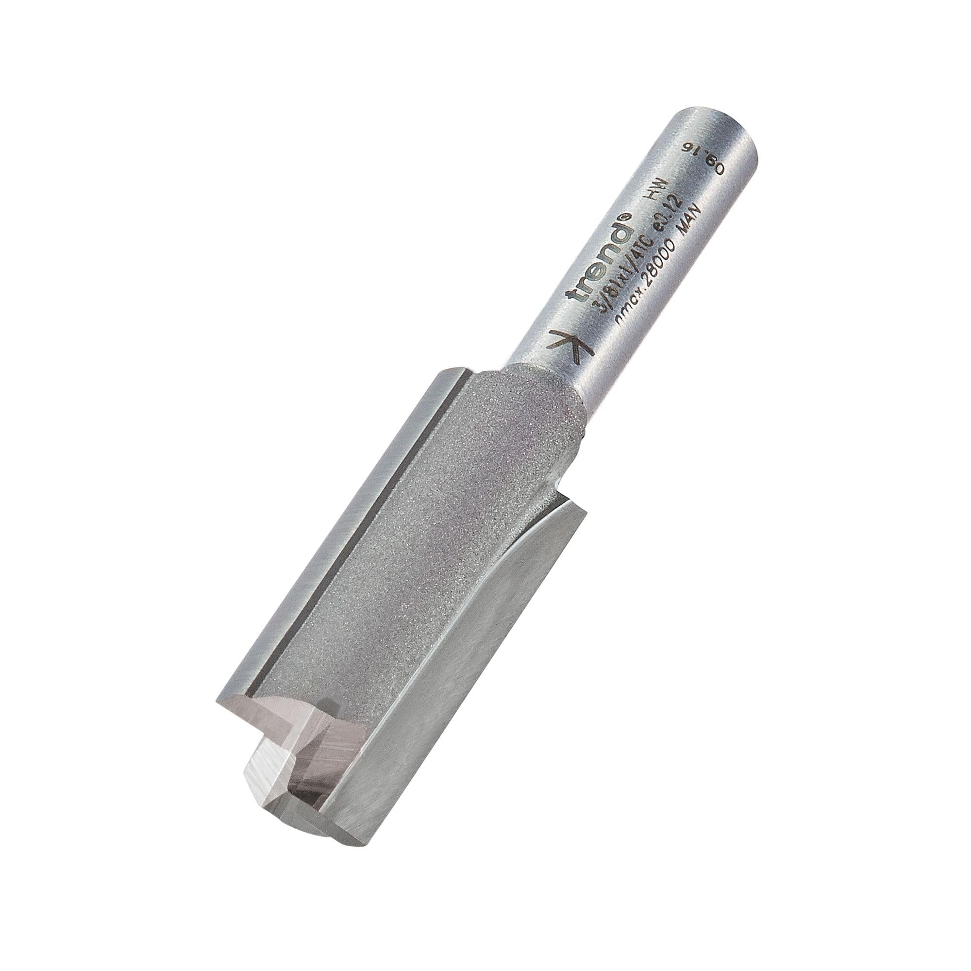 Trend Professional Straight Two Flute Router Cutter, 1/4 Inch Shank, 12.7Mm Cut Diameter, Tungsten Carbide Tipped, 3/81X1/4Tc