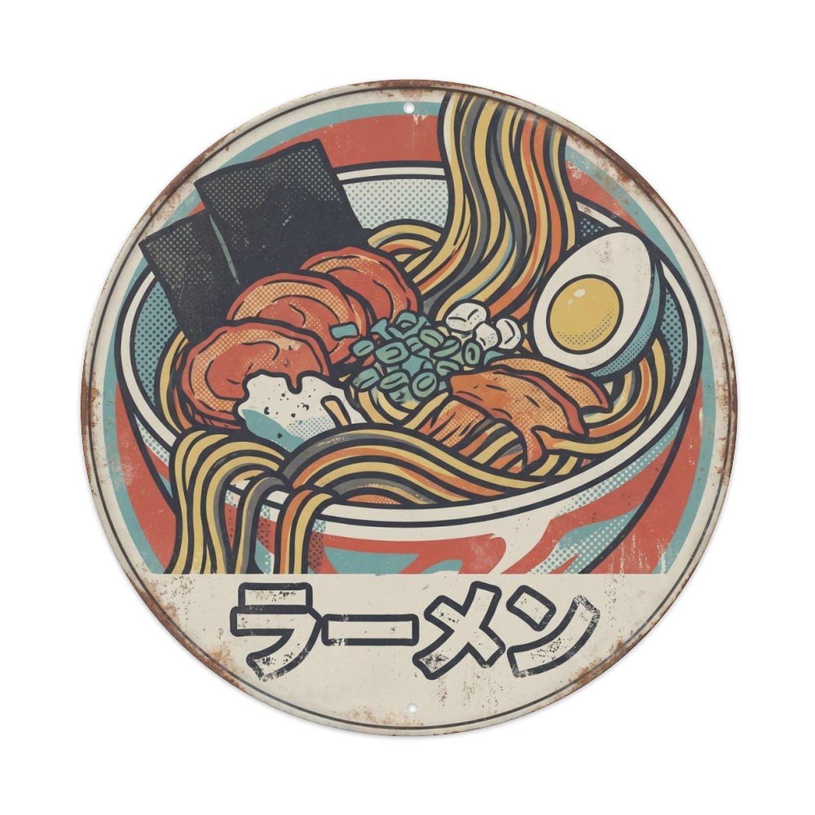 Cxhjca 8X8inch(20X20cm) Ramen Japanese Noodle Bar Screenprint Style Kitchen Metal Tin Sign