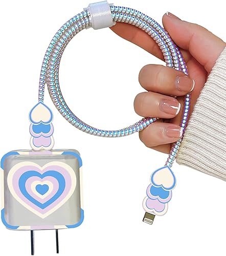 Colorido protector de cable de teléfono para iPhone tipo C cargador con diseño único lindo amor corazón cable de datos cargador USB línea de datos