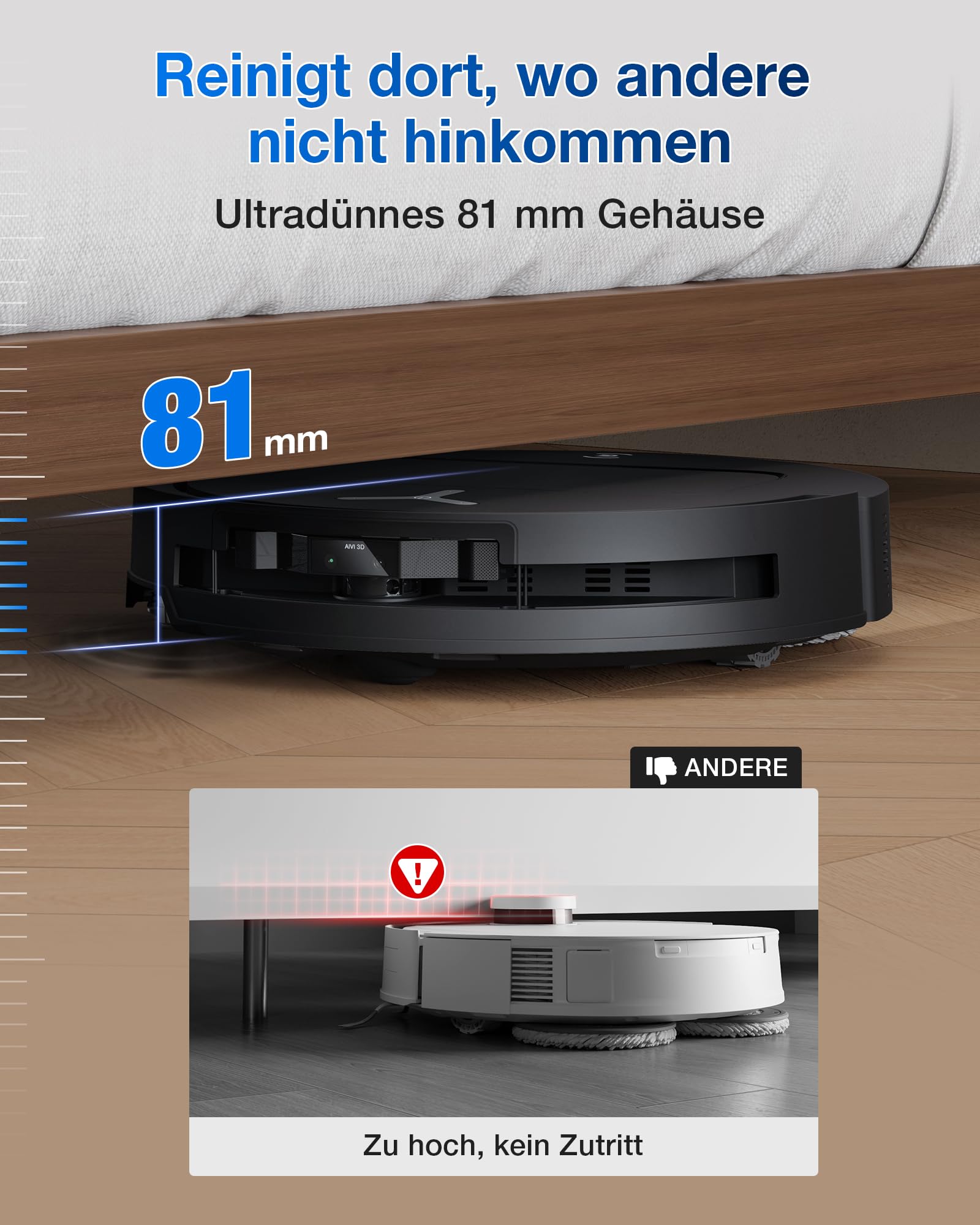 ECOVACS T50 Omni Gen2 Saugroboter mit Wischfunktion 21.000 Pa, ZeroTangle | Roboterstaubsauger, Ausziehbare Seitenbürste und Mopp, Moppwäsche mit 75°C heißem Wasser, All-in-One Station, Silberschwarz