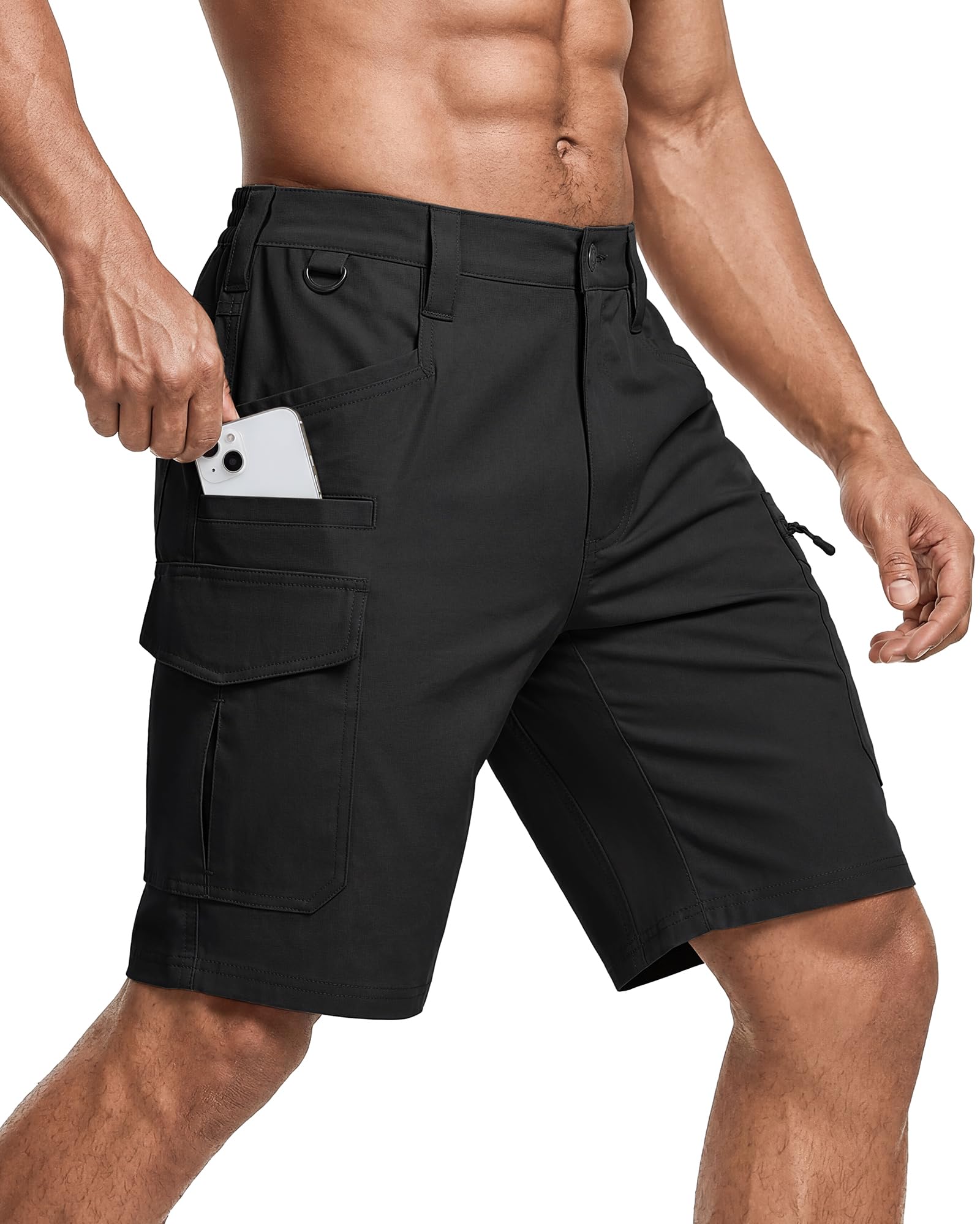 IGOLUMON Arbeitshosen Kurz Herren Arbeitsshorts Männer Elastische Taille Kurze Cargohose Herren Bequeme Sommer Kurze Hosen mit Multifunktionstaschen