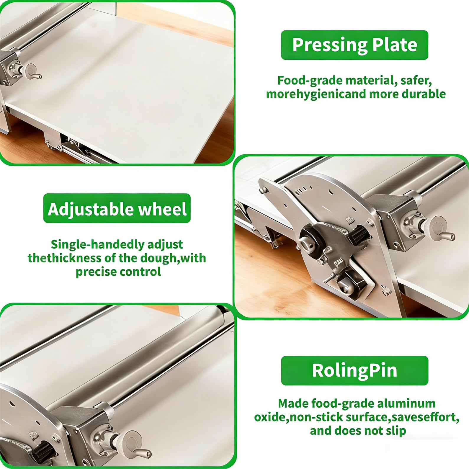 Macchina per La Pasta Elettrica, Sfogliatrice Automatica per Pasta Sfoglia, Struttura in Acciaio Inox, Spessore Da 2 a 30 Mm Controllo, Con Tagliere Da 40×17,7 Pollici per Croissant, Pasta Fresca