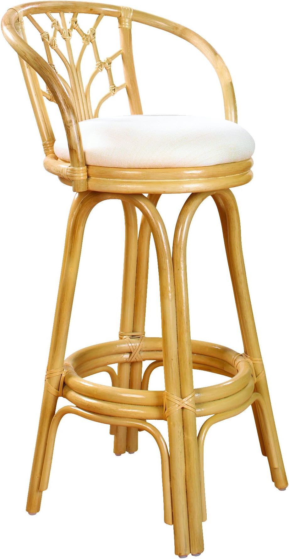 806-6094-NAT-C Valencia Indoor Swivel Rattan & Wicker Counter Stool in Natural Finish with Cushion, 24", Sunbrella Bay Brown