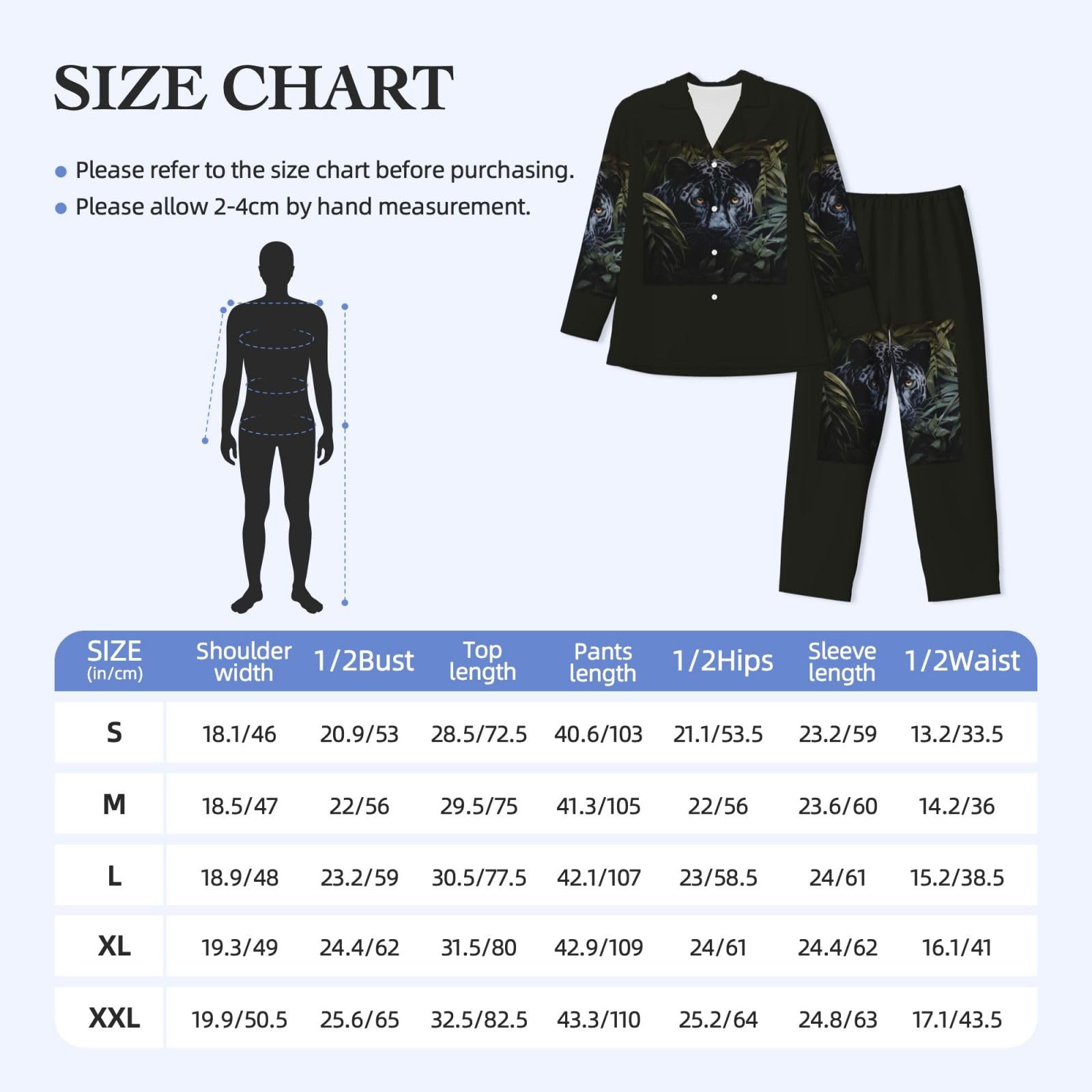 Czarny Leopard Print Print Męska piżama z długim rękawem zestaw dwuczęściowy odzież domowa wygodna bielizna nocna bielizna nocna